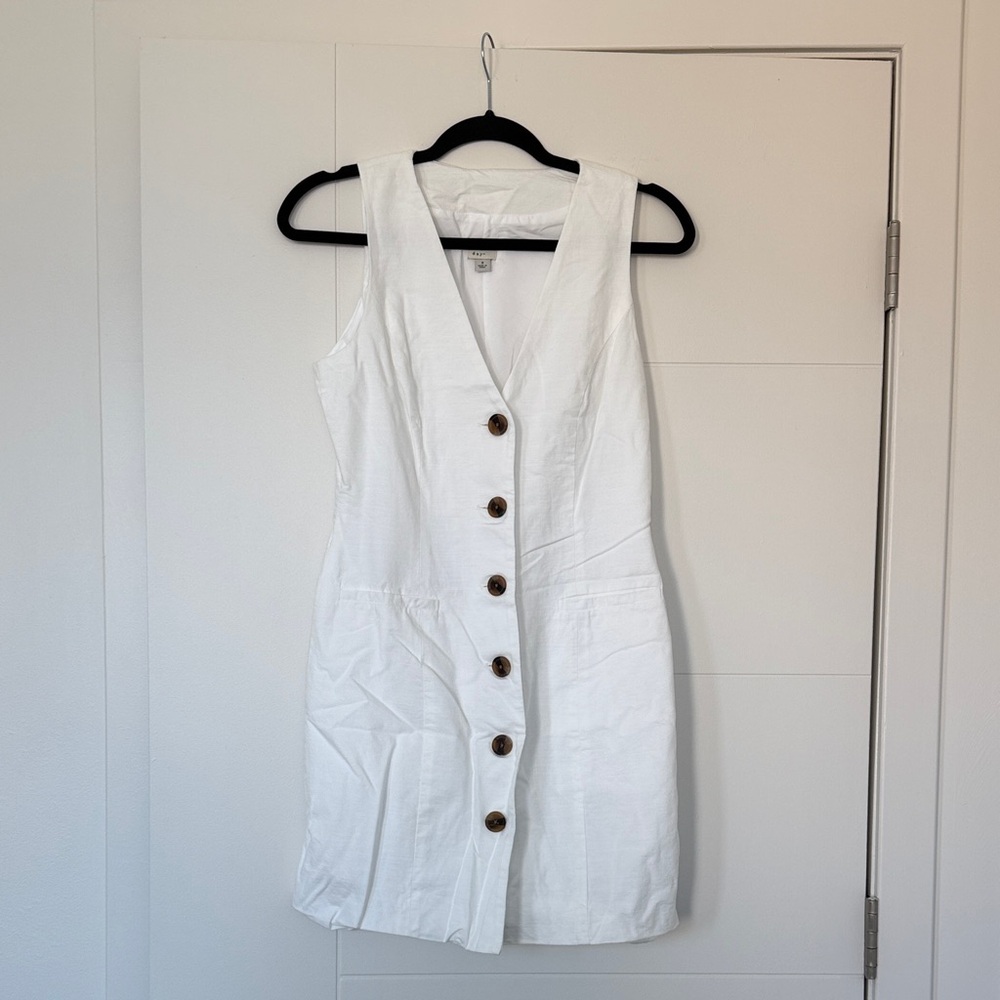 Linen White Sleeveless Dress